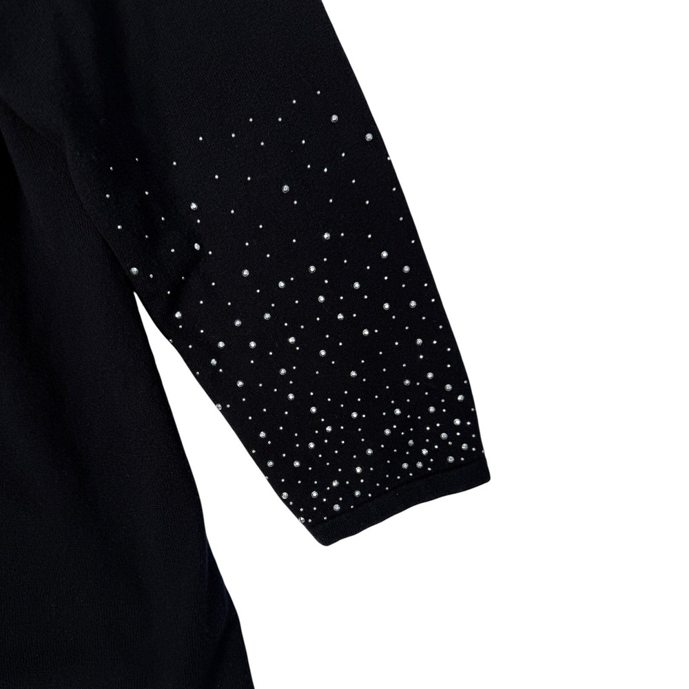 JM Collection Woman Black Rhinestone Embellished Long Sleeve Tunic Top Size 2X - Picture 3 of 9